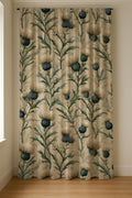 Linen Curtain – Vintage Thistle Botanical, Sage Green Floral Panel - Image 6