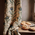 Linen Curtain – Vintage Thistle Botanical, Sage Green Floral Panel - Image 4