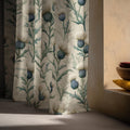 Linen Curtain – Vintage Thistle Botanical, Sage Green Floral Panel - Image 5
