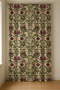 Linen Curtain – Purple Thistle Botanical, William Morris Style Floral Panel - Image 3