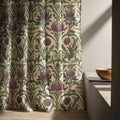 Linen Curtain – Purple Thistle Botanical, William Morris Style Floral Panel - Image 4