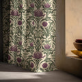 Linen Curtain – Purple Thistle Botanical, William Morris Style Floral Panel - Image 5