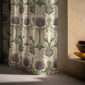 Linen Curtain – Violet Thistle Garden, Sage Green Botanical Pattern - Image 5