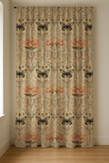 Linen Curtain - Moth & Moon Garden with Peach Roses, Art Nouveau Floral Panel - Image 6