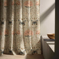 Linen Curtain - Moth & Moon Garden with Peach Roses, Art Nouveau Floral Panel - Image 4