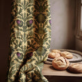 Linen Curtain – Thistle Garden Pattern, William Morris Style Botanical Drapes - Image 1