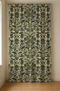William Morris Style Linen Curtain Panel - Green & Blue Floral Print - Image 5