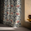 Linen Curtain – William Morris Thistle Floral Navy Terracotta Botanical Drapes - Image 6