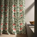 Botanical Linen Curtain Panel: Red Floral William Morris Style - Image 6