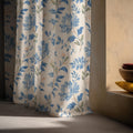 Blue Floral Linen Curtain Vintage Botanical Window Panel English Cottage Living Room Bedroom Drapery - Image 6