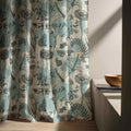 Dragonfly Linen Curtain Panel - Teal Floral Insect Print - Image 6