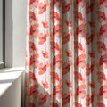 Red Poppy Linen Curtain Panel - Watercolor Floral Print - Image 3