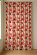 Red Poppy Linen Curtain Panel - Watercolor Floral Print - Image 4