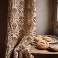 Floral Linen Curtain Panel - Brown Botanical Print, Custom Drapery - Image 1