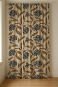 Botanical Linen Curtain Panel: Brown Floral Print, Optional Blackout - Image 4