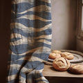 Linen Curtain Coastal Indigo Wave Pattern Drapes for Living Room Bedroom - Image 1