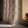 Pink Floral Linen Curtain, William Morris Style Botanical Drapes - Image 4