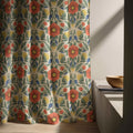 Floral Linen Curtain Panel: Red Orange Botanical Print, Custom Size - Image 6