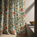 Floral Linen Curtain Panel: Teal Vine, Botanical Art Nouveau - Image 3