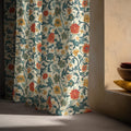 Floral Linen Curtain Panel: Teal Vine, Botanical Art Nouveau - Image 5
