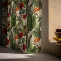 Tropical Linen Curtain Panel: Green Leaf & Hibiscus Print, Custom Size - Image 6