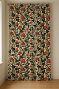 William Morris Style Linen Curtain: Black, Red Floral Vine, Custom Drapery - Image 5