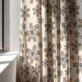 Retro Starburst Linen Curtain: Caramel Brown & Charcoal Atomic Print - Image 2