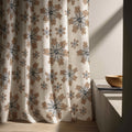 Retro Starburst Linen Curtain: Caramel Brown & Charcoal Atomic Print - Image 3