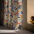 Linen Curtain Panel Abstract Kids Print Neutral Boho Nursery Drapes Playroom Window Treatment - Image 5