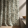 Olive Leaf Print Linen Curtain Panel – Botanical Botanical Drapes (Custom Size) - Image 6