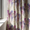 Linen Curtain Panel: Wisteria Bird Print, Custom Size Drapes - Image 3