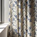 Blue Floral Toile Linen Curtain Panel - Custom Size Drapes - Image 3