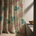 Linen Curtain Panel: Pink & Teal Leaf Print, Custom Size - Image 5