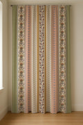 Floral Stripe Linen Curtain Panel - Custom Size Drapes - Image 6