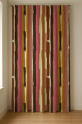 Abstract Stripe Linen Curtain Panel - Boho Watercolor Print - Image 6
