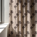 Floral Linen Curtain Panel: Taupe Botanical Print, Custom Size - Image 3