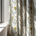 Botanical Linen Curtain: Watercolor Fern & Flower Print, Custom Size - Image 3