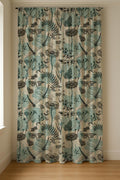 Dragonfly Linen Curtain Panel - Teal Floral Insect Print - Image 4