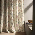 Botanical Linen Curtain Panel – Neutral Leaf Print, Soft Floral Drapery - Image 4