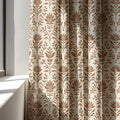 Floral Linen Curtain Panel - Brown Botanical Print, Custom Drapery - Image 3