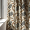 Botanical Linen Curtain Panel: Brown Floral Print, Optional Blackout - Image 3
