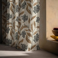 Botanical Linen Curtain Panel: Brown Floral Print, Optional Blackout - Image 6