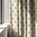 Sage Green Linen Curtain Panel - Geometric Botanical Print, Custom Size - Image 3
