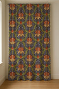 Botanical Floral Linen Curtain Panel, Dark Blue Boho Drape, William Morris Style - Image 6