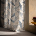 Fern Leaf Linen Curtain Panel, Blue Botanical Boho Drape, Butterfly Nature Print - Image 4