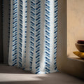 Shibori Stripe Linen Curtain Panel, Indigo Blue Boho Drape, Tie Dye Print Window - Image 4