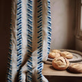 Shibori Stripe Linen Curtain Panel, Indigo Blue Boho Drape, Tie Dye Print Window - Image 1