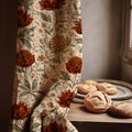 Floral Linen Curtain Panel – Mustard Botanical William Morris Style - Image 1