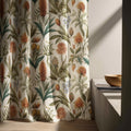 Vintage Botanical Linen Curtain Panel, Earthy Floral Boho Drape, Protea Nature Print - Image 5