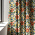 Floral Linen Curtain Panel: Red Orange Botanical Print, Custom Size - Image 3